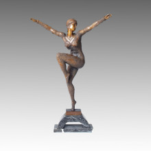 Dançarino escultura em bronze moderno feminino casa decoração latão estátua TPE-173